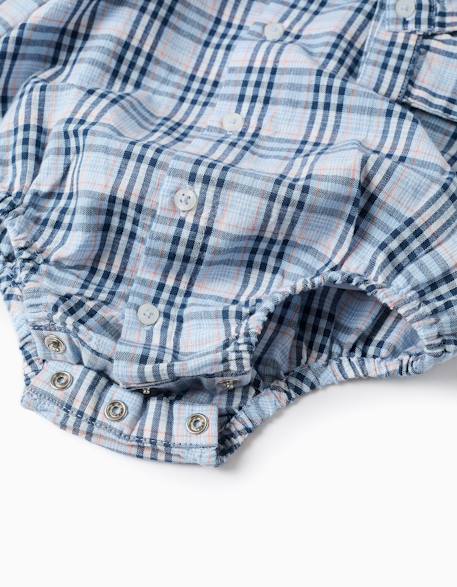 Body-chemise en coton et à carreaux b&s Bleu foncé 4 - vertbaudet enfant 