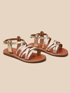 Chaussures-Sandales dorées  en cuir
