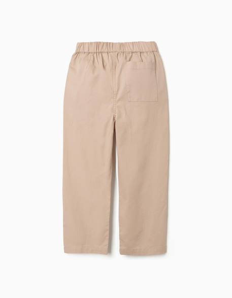 Pantalon baggy en coton facile à enfiler b&s Beige+Vert clair 3 - vertbaudet enfant 