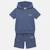 Ensemble garçon t-shirt manches courtes à capuche et short Bleu+Gris+Kaki 3 - vertbaudet enfant 