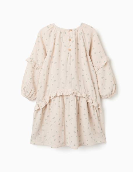 Robe en coton bambula à motif floral b&s Beige 4 - vertbaudet enfant 