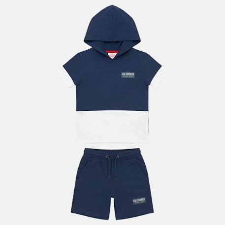 Ensemble  garcon - sweat à capuche manches courtes et bermuda Beige+Gris+Marine+Vert 10 - vertbaudet enfant 