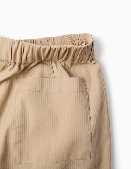 Pantalon baggy en coton facile à enfiler b&s Beige+Vert clair 4 - vertbaudet enfant 