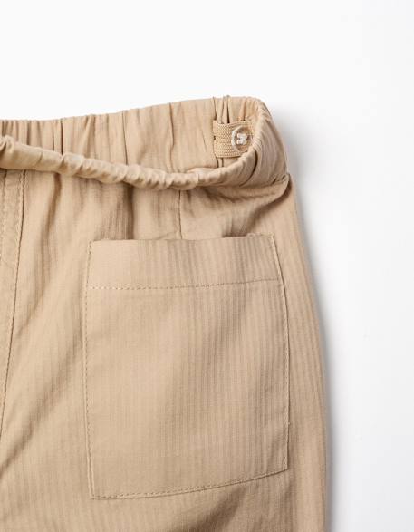 Pantalon baggy en coton facile à enfiler b&s Beige 3 - vertbaudet enfant 