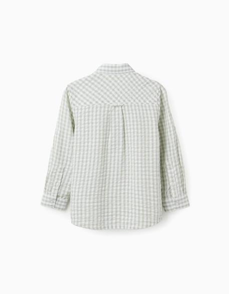 Chemise en coton à manches longues et vichy b&s Vert clair 2 - vertbaudet enfant 