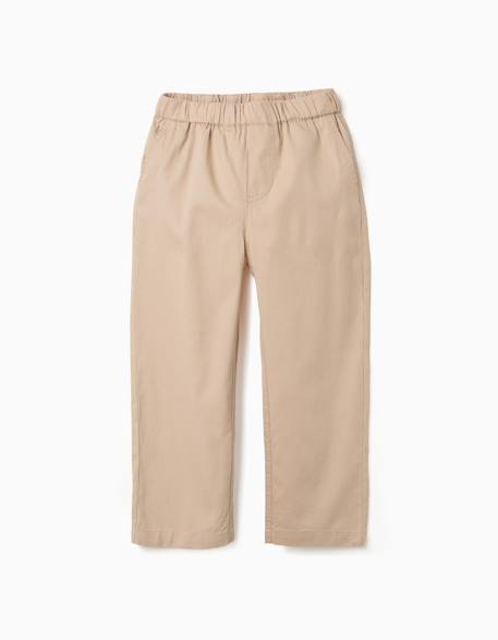 Pantalon baggy en coton facile à enfiler b&s Beige+Vert clair 2 - vertbaudet enfant 