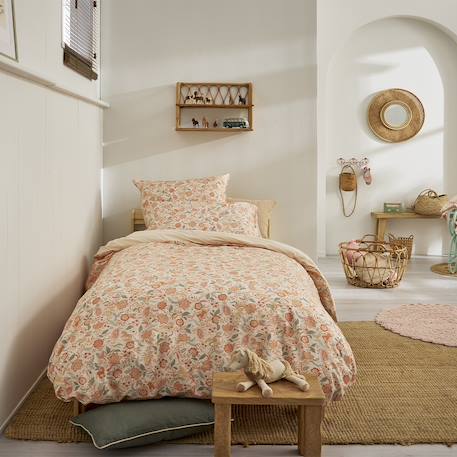 Parure de lit enfant imprimée en coton, taie carrée, allure Rose 1 - vertbaudet enfant 