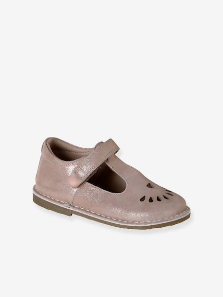 Salomés cuir fille collection maternelle beige imprimé+or+rose poudré 11 - vertbaudet enfant 