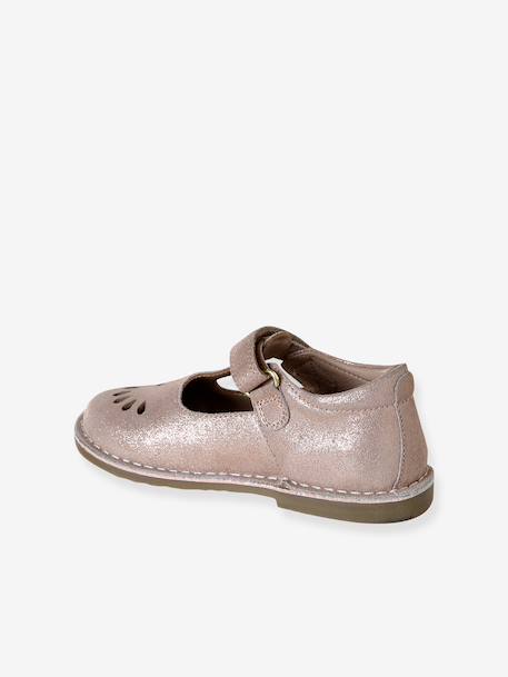 Salomés cuir fille collection maternelle beige imprimé+or+rose poudré 13 - vertbaudet enfant 