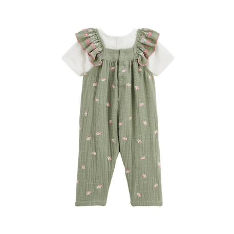 Ensemble salopette bébé en gaze de coton et t-shirt anaelle Kaki 3 - vertbaudet enfant 