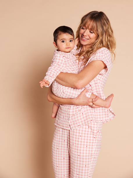 Pyjama vichy femme Capsule mère-fille rose poudré 4 - vertbaudet enfant 