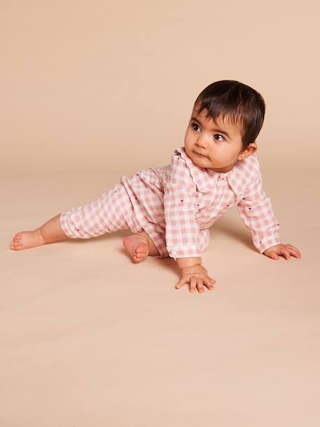 Pyjama bébé col large Capsule mère-fille rose poudré 4 - vertbaudet enfant 