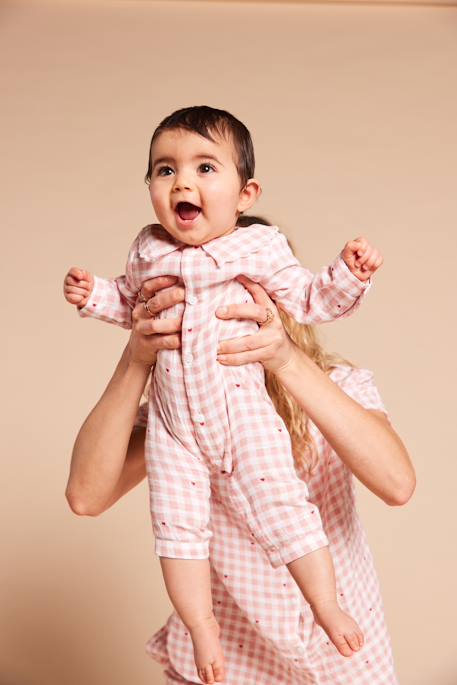 Pyjama bébé col large Capsule mère-fille rose poudré 2 - vertbaudet enfant 