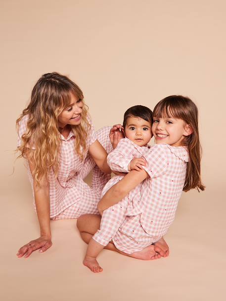 Pyjama vichy femme Capsule mère-fille rose poudré 1 - vertbaudet enfant 