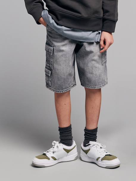 Bermuda skateur denim bleached+denim gris 9 - vertbaudet enfant 