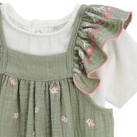 Ensemble salopette bébé en gaze de coton et t-shirt anaelle Kaki 4 - vertbaudet enfant 