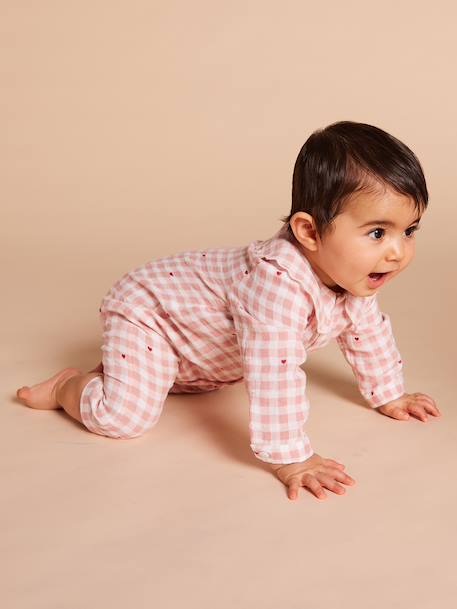 Pyjama bébé col large Capsule mère-fille rose poudré 3 - vertbaudet enfant 