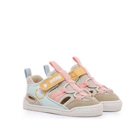 Sandales filles synthétique fermeture adhésive barefoot Beige aigue-marine 4 - vertbaudet enfant 