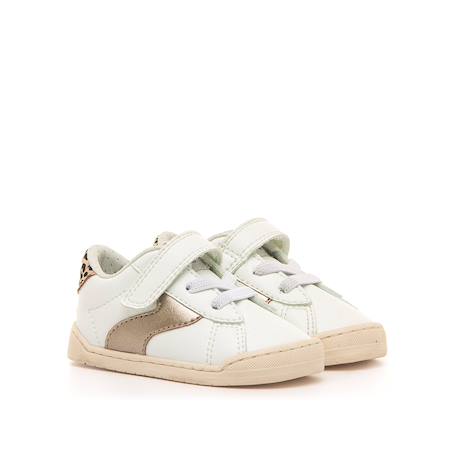 Sneakers filles synthétique lacets- fermeture adhésive barefoot Or-blanc 4 - vertbaudet enfant 