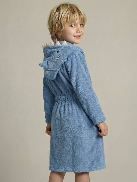 Peignoir enfant REQUIN personnalisable, avec coton recyclé bleu 6 - vertbaudet enfant 