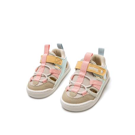 Sandales filles synthétique fermeture adhésive barefoot Beige aigue-marine 6 - vertbaudet enfant 