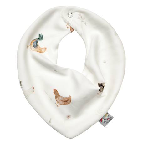 Bavoir bandana en coton gallina Écru – motif poules champêtre 1 - vertbaudet enfant 