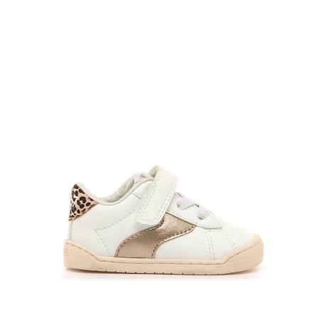 Sneakers filles synthétique lacets- fermeture adhésive barefoot Or-blanc 1 - vertbaudet enfant 