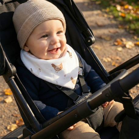Bavoir bandana en coton gallina Écru – motif poules champêtre 4 - vertbaudet enfant 