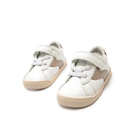 Sneakers filles synthétique lacets- fermeture adhésive barefoot Or-blanc 6 - vertbaudet enfant 