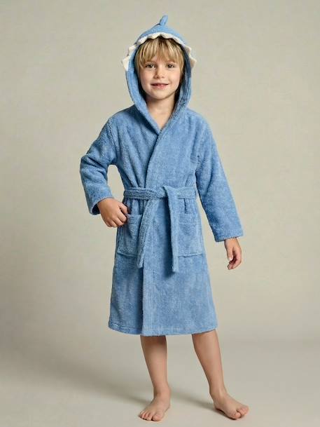 Peignoir enfant REQUIN personnalisable, avec coton recyclé bleu 5 - vertbaudet enfant 
