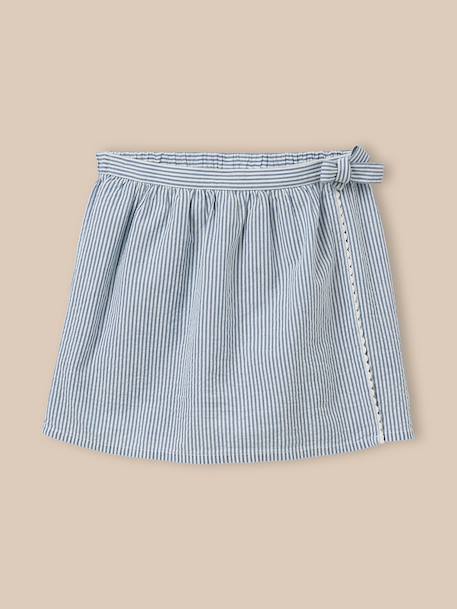 Jupe-short en seersucker fille Rayure seersucker bleu 1 - vertbaudet enfant 