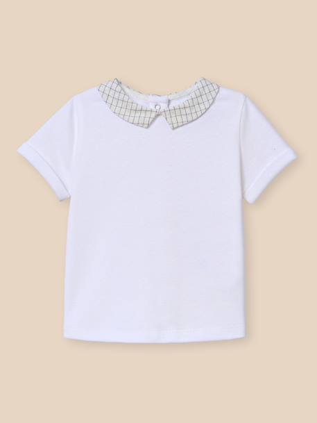 Bébé-T-shirt, sous-pull-T-shirt col en seersucker en coton biologique