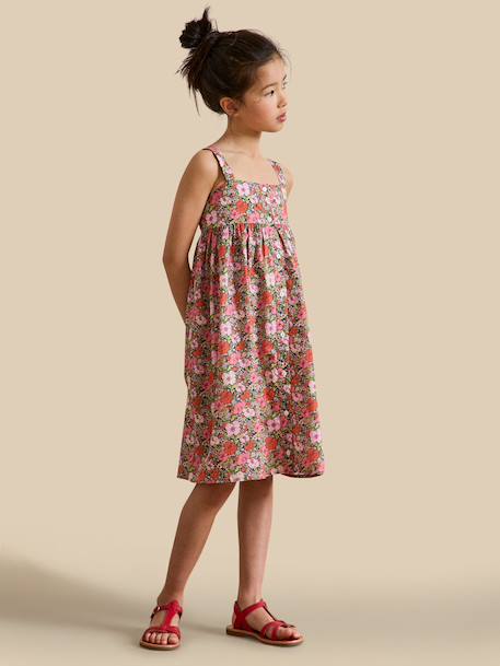 Robe  tissu liberty meadow song Liberty meadow song corail 5 - vertbaudet enfant 
