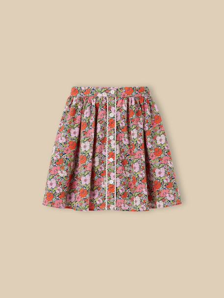 Jupe fille en tissu liberty Liberty meadow song corail 1 - vertbaudet enfant 