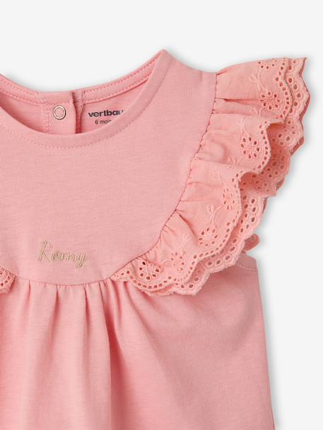 T-shirt broderie anglaise bébé fille écru+rose 6 - vertbaudet enfant 
