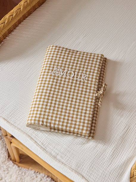 Housse pour carnet de santé en gaze vichy Vichy caramel 1 - vertbaudet enfant 