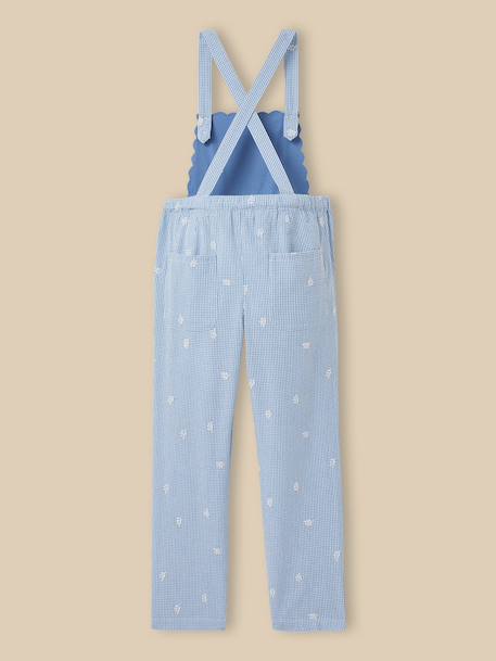 Salopette  - vichy brodé Vichy bleu 2 - vertbaudet enfant 