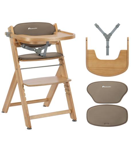Chaise haute bébé en bois avec coussin timba Light wood+Mineral graphite+Mist gray+Natural (wood) 17 - vertbaudet enfant 