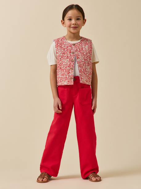 Pantalon droit  en denim Rose tendre+Rouge theatre 8 - vertbaudet enfant 