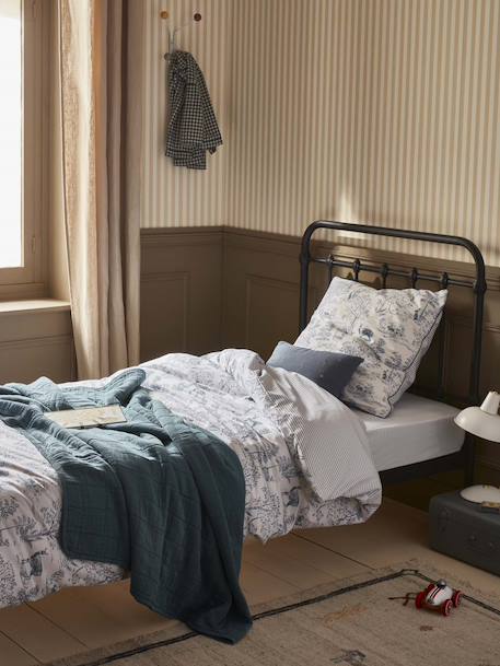 Housse de couette coton 'esprit petit jouy' Jouy bleu+Jouy rose 1 - vertbaudet enfant 