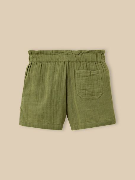 Short fille en gaze de coton biologique Chlorophyle+Jaune blanchi+Vert mousse 12 - vertbaudet enfant 
