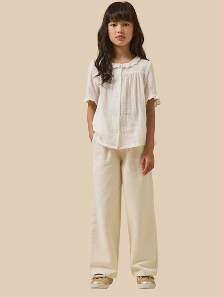 Chemise  en gaze - coton biologique Amande+Ecru 11 - vertbaudet enfant 