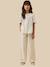 Chemise fille en gaze - coton biologique Amande+Ecru 11 - vertbaudet enfant 