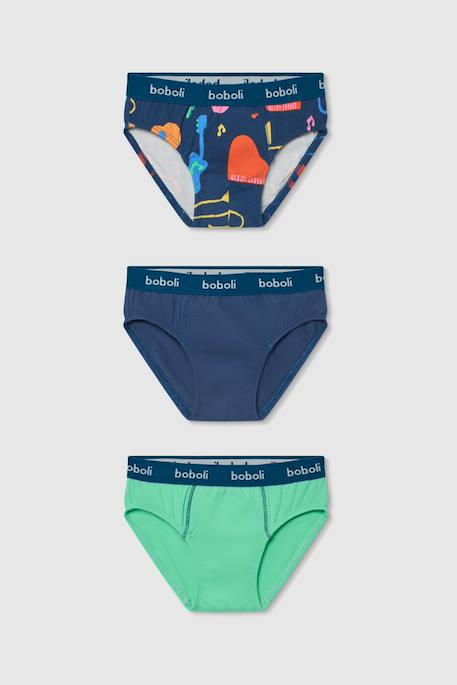 Pack de 3 boxers en coton imprimé Multicolore 1 - vertbaudet enfant 