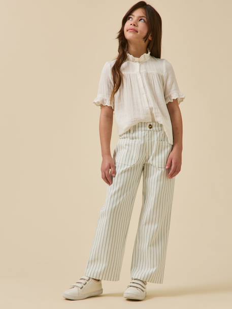 Pantalon en denim rayé Rayure bleu/ecru 5 - vertbaudet enfant 