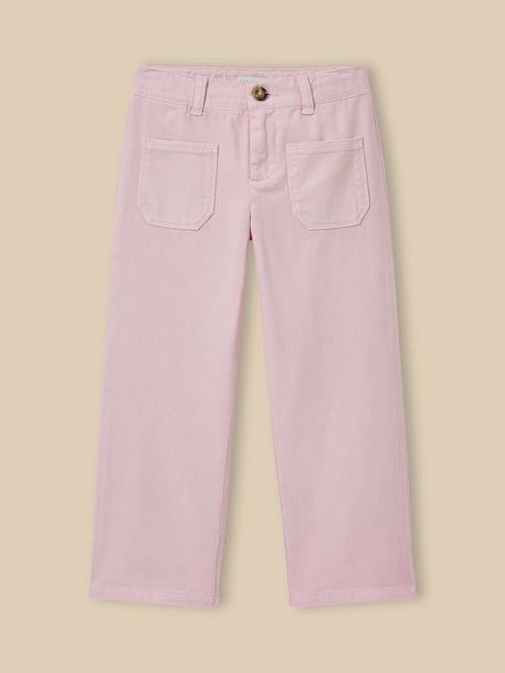 Pantalon droit  en denim Rose tendre+Rouge theatre 1 - vertbaudet enfant 