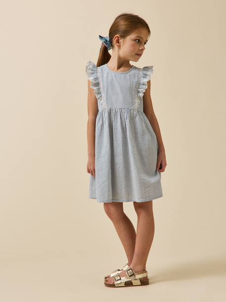 Robe rayée en seersucker Rayure seersucker bleu 5 - vertbaudet enfant 