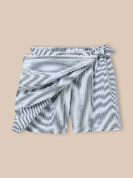 Jupe-short en seersucker fille Rayure seersucker bleu 2 - vertbaudet enfant 