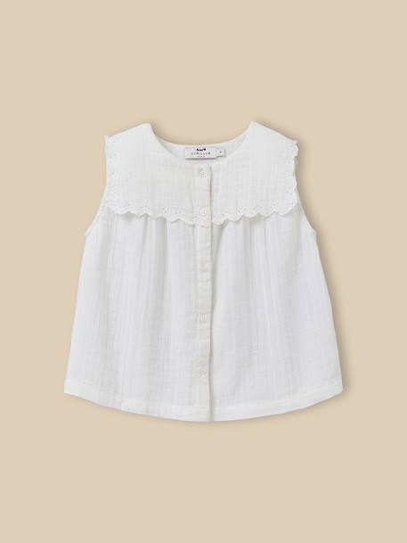 Chemise  sans manches - gaze de coton biologique Ecru 1 - vertbaudet enfant 