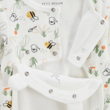 Pyjama bébé en velours ouverture pont eden Beige 5 - vertbaudet enfant 